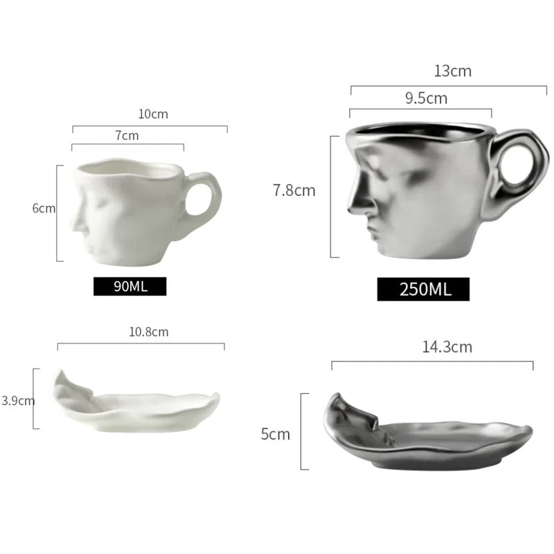 Keramik Face Kiss Tasse – Porzellan Handgriff Set