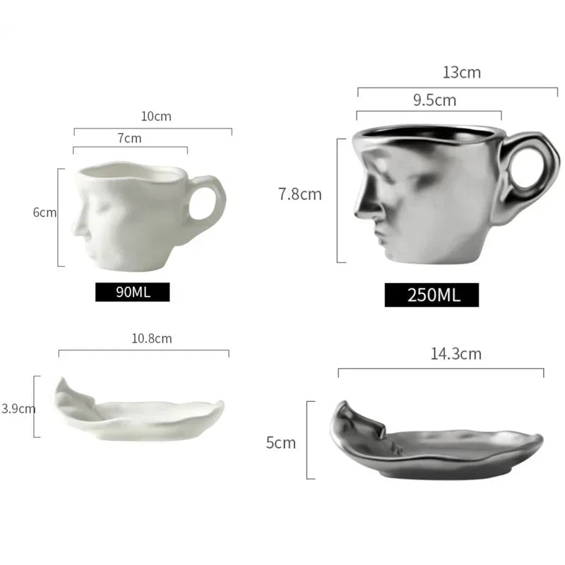Keramik Face Kiss Tasse – Porzellan Handgriff Set