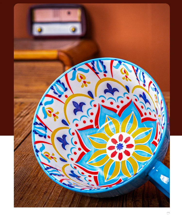 Keramik Frühstücksbecher – Boho – Grosse Kapazität