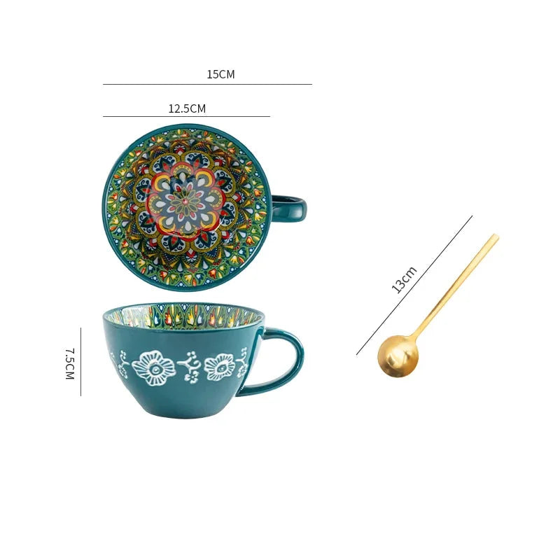 Keramik Frühstücksbecher – Boho – Grosse Kapazität