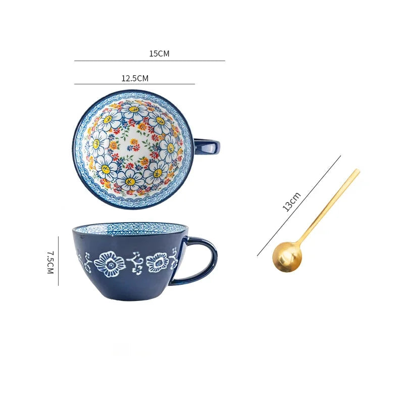 Keramik Frühstücksbecher – Boho – Grosse Kapazität