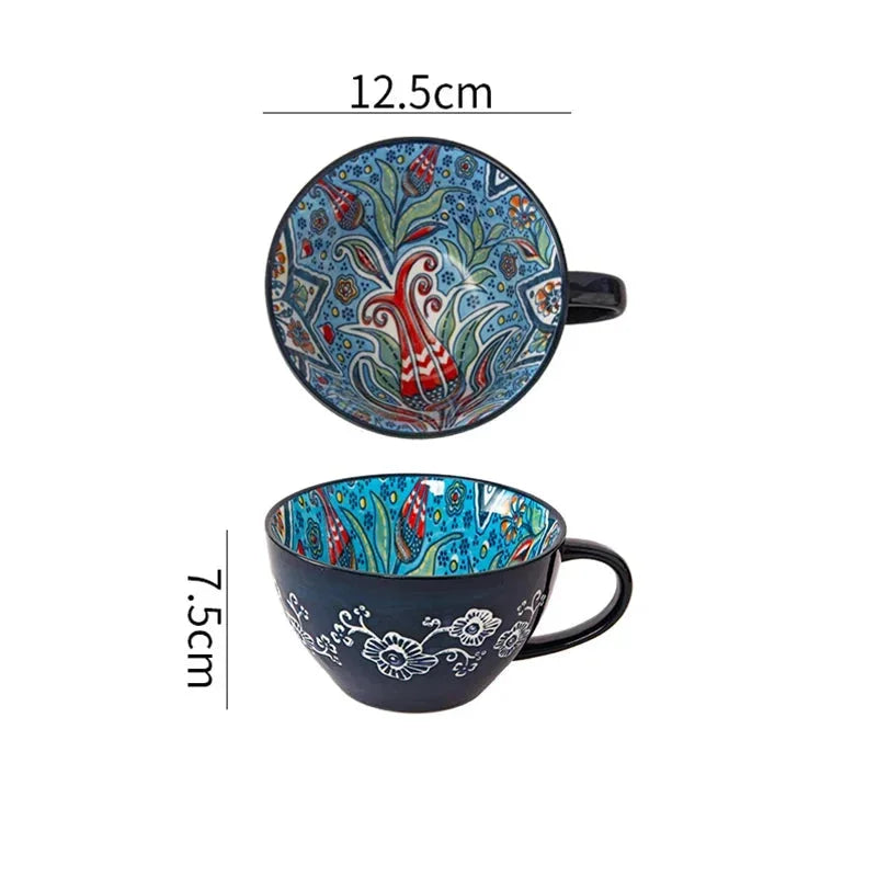 Keramik Frühstücksbecher – Boho – Grosse Kapazität