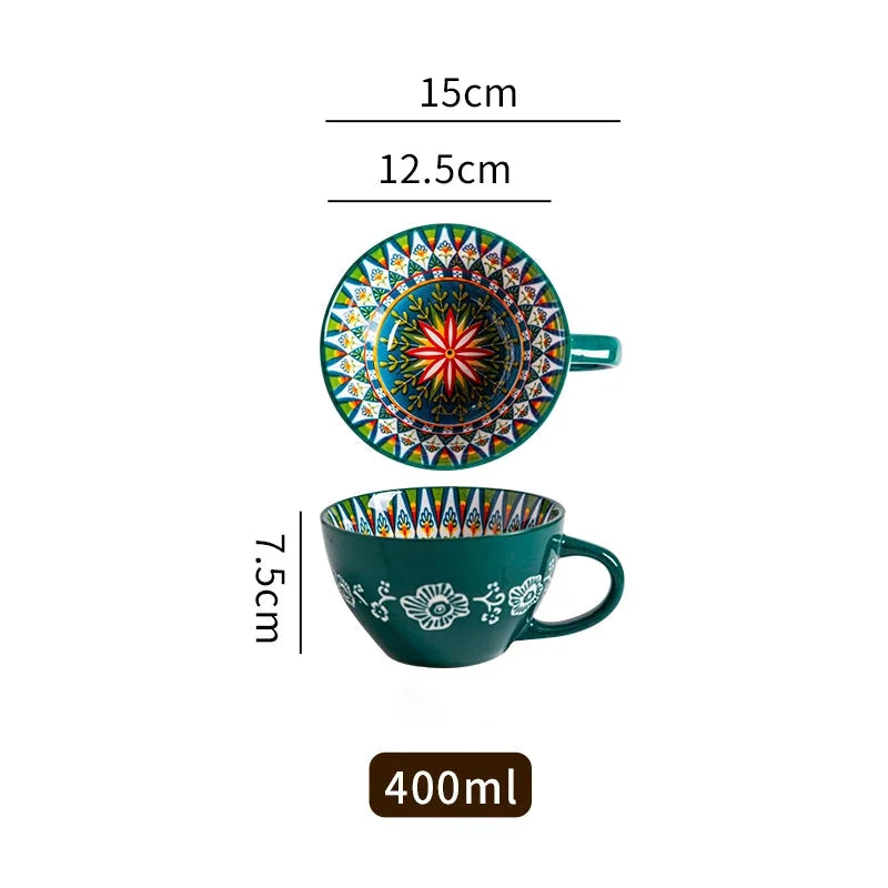 Keramik Frühstücksbecher – Boho – Grosse Kapazität