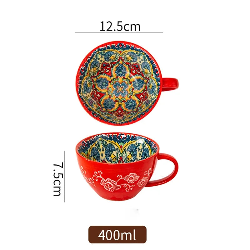 Keramik Frühstücksbecher – Boho – Grosse Kapazität