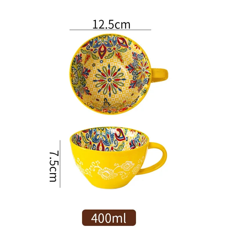 Keramik Frühstücksbecher – Boho – Grosse Kapazität