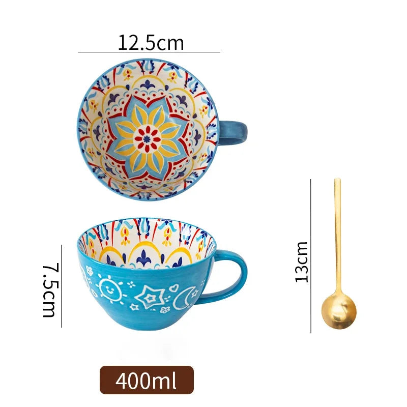 Keramik Frühstücksbecher – Boho – Grosse Kapazität