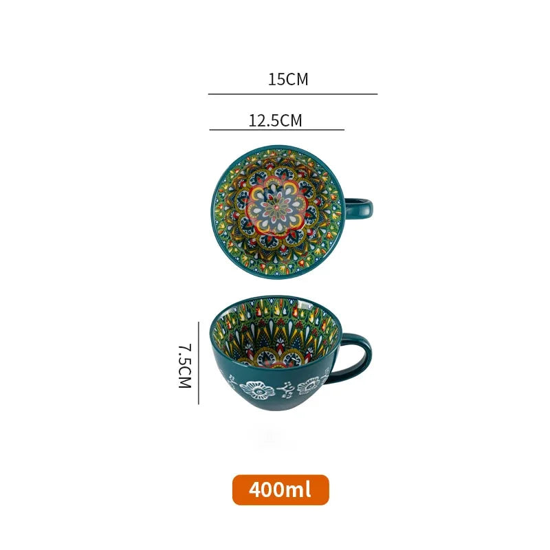 Keramik Frühstücksbecher – Boho – Grosse Kapazität
