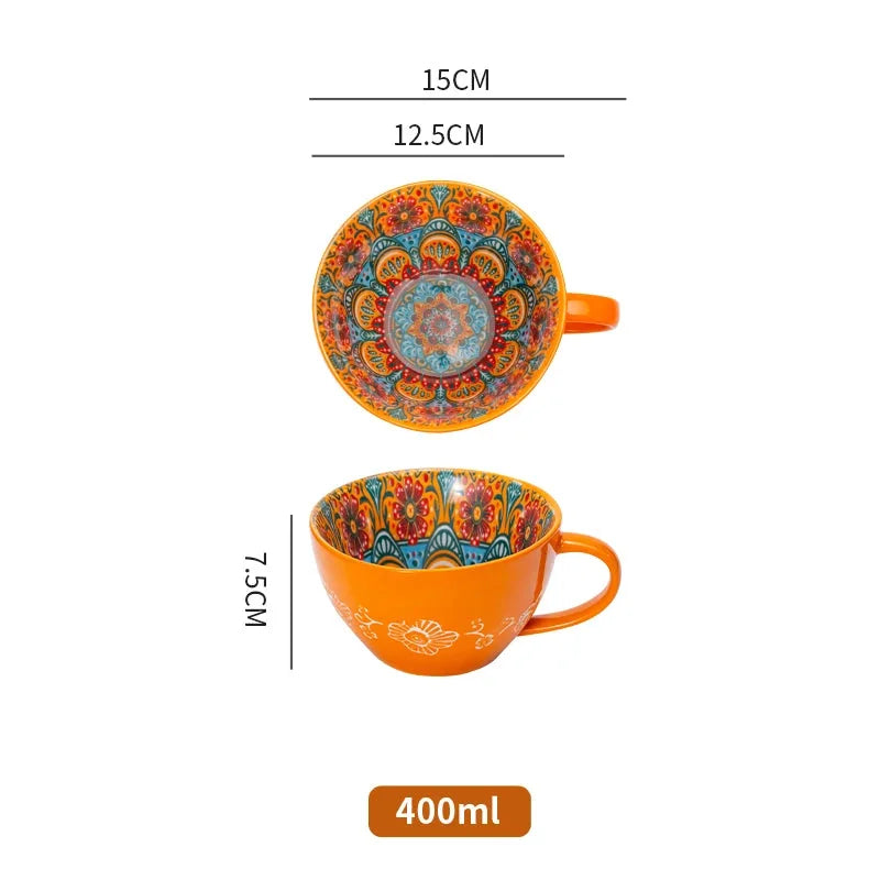 Keramik Frühstücksbecher – Boho – Grosse Kapazität