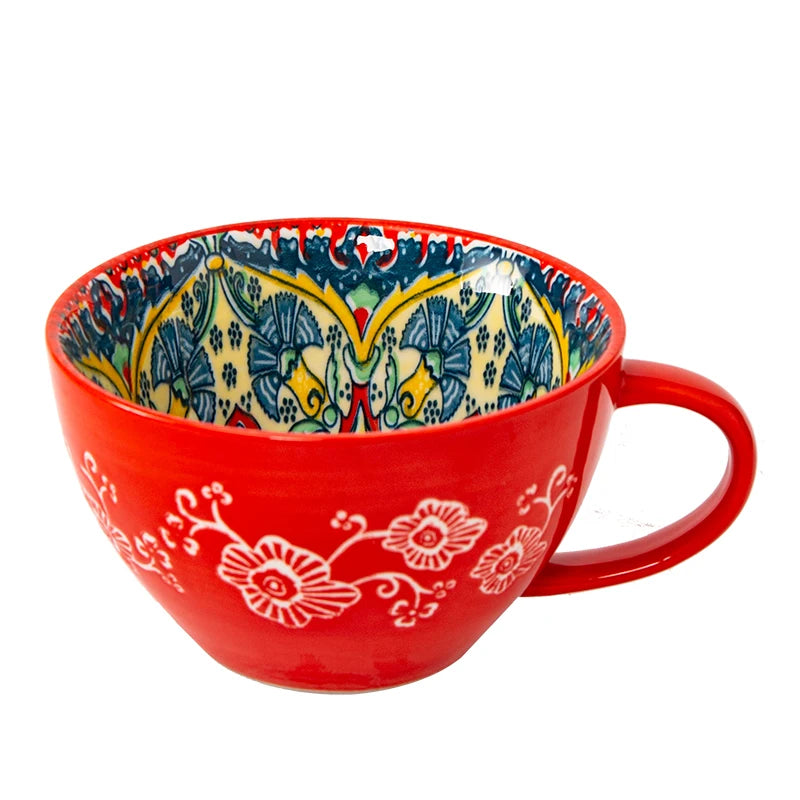 Keramik Frühstücksbecher – Boho – Grosse Kapazität