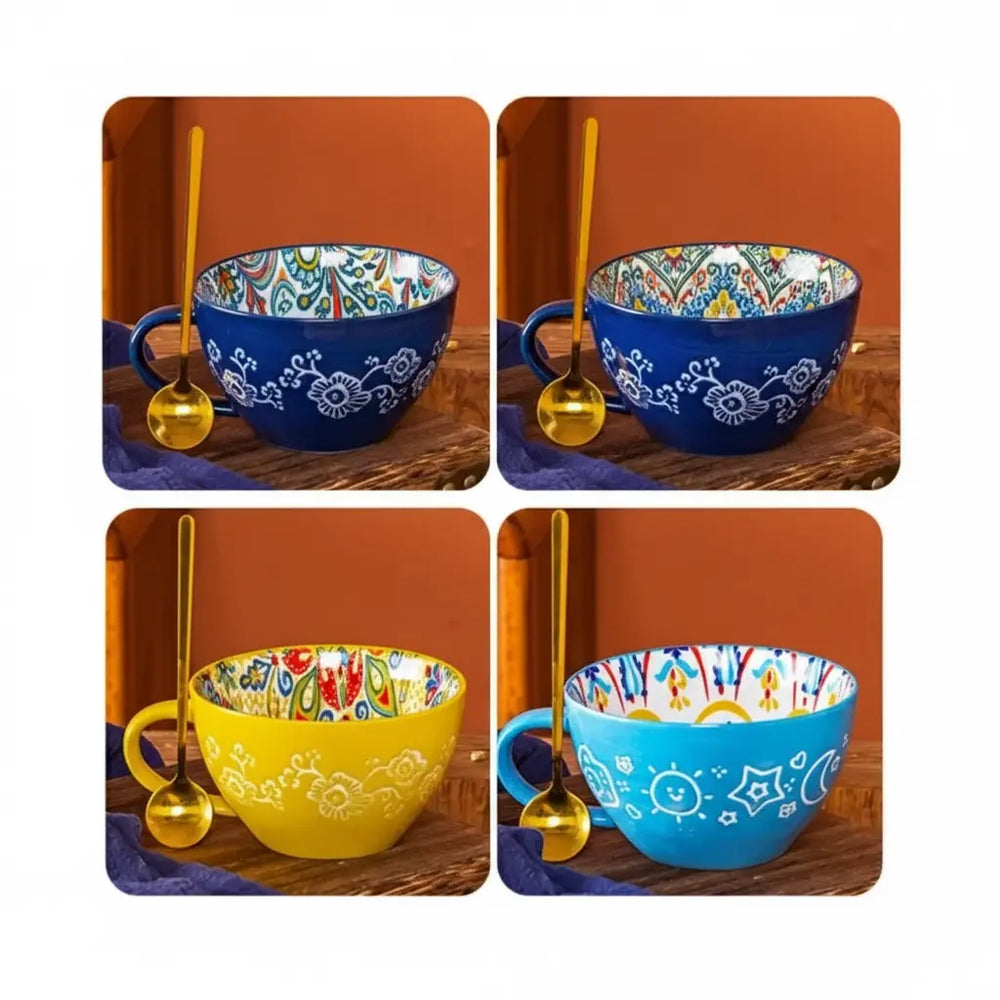 Keramik Frühstücksbecher – Boho – Grosse Kapazität