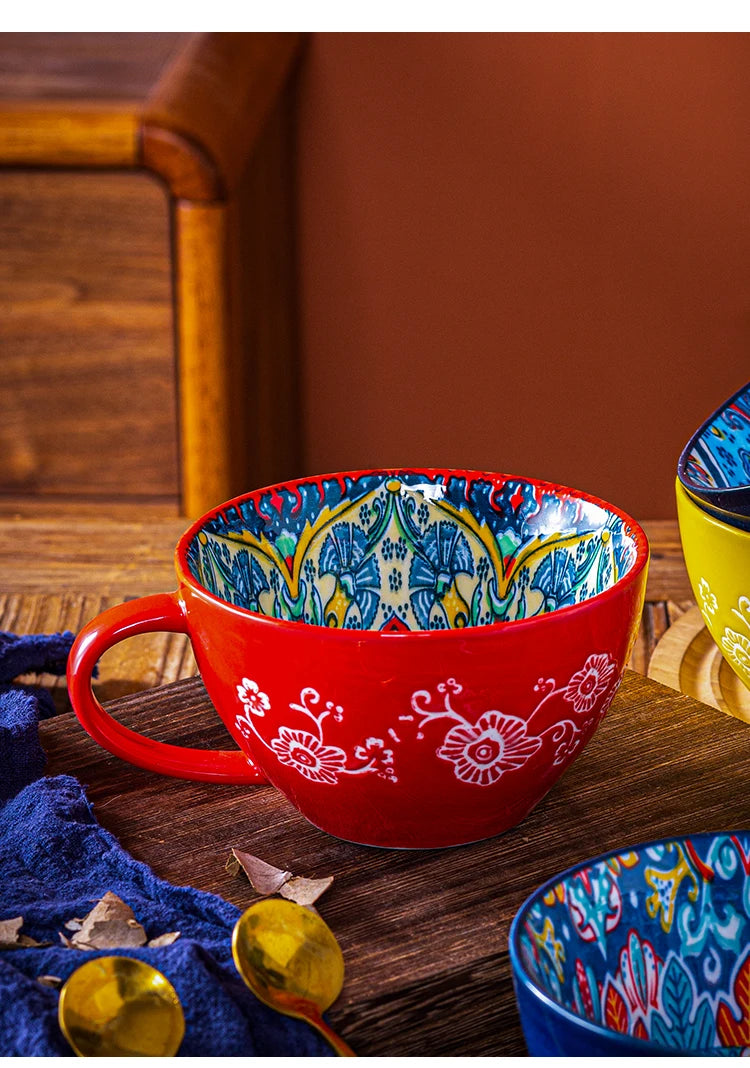 Keramik Frühstücksbecher – Boho – Grosse Kapazität