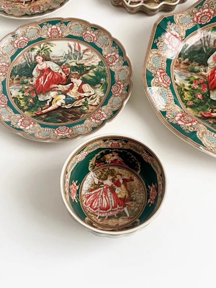 Keramik-Geschirrset – Europäische Kunst – Handgemacht