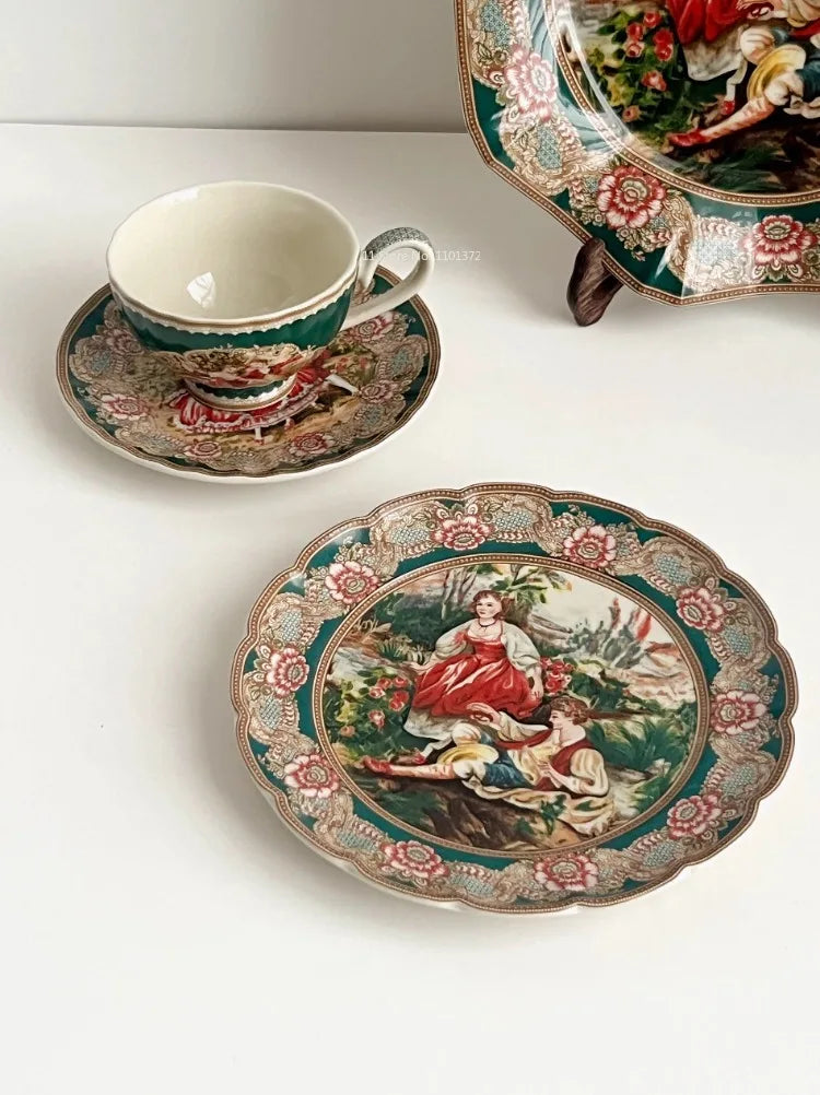 Keramik-Geschirrset – Europäische Kunst – Handgemacht