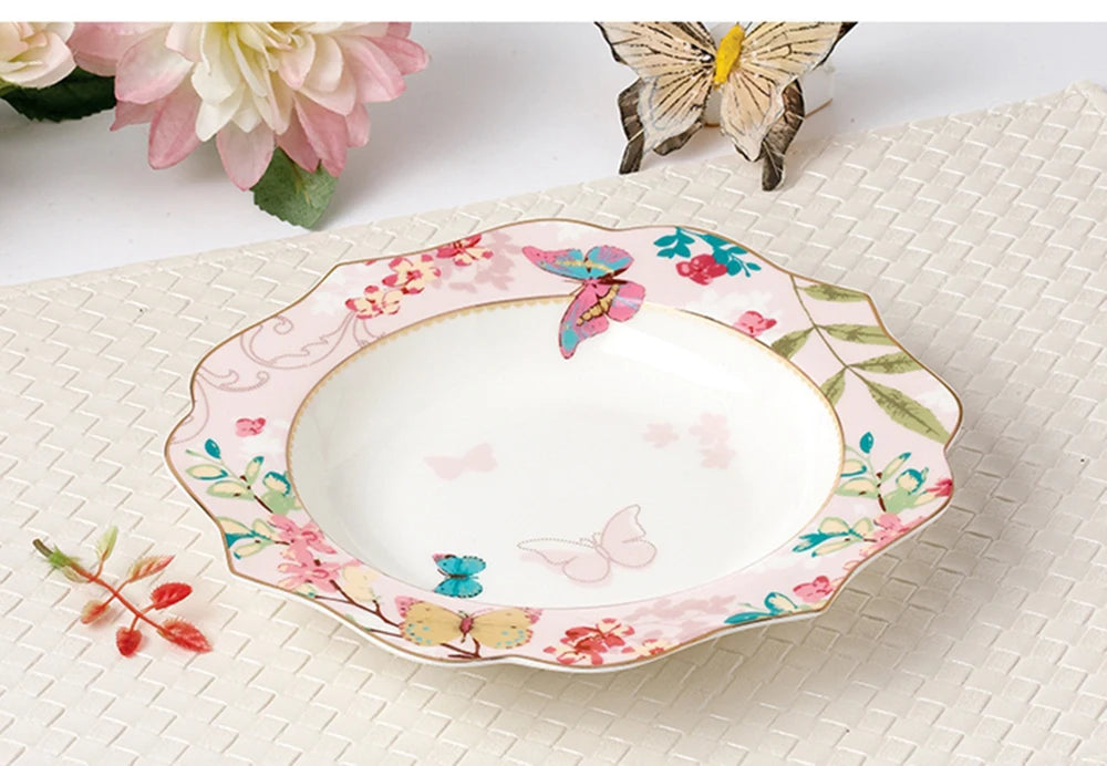 Keramik Geschirrset – Florales Design – Porzellan