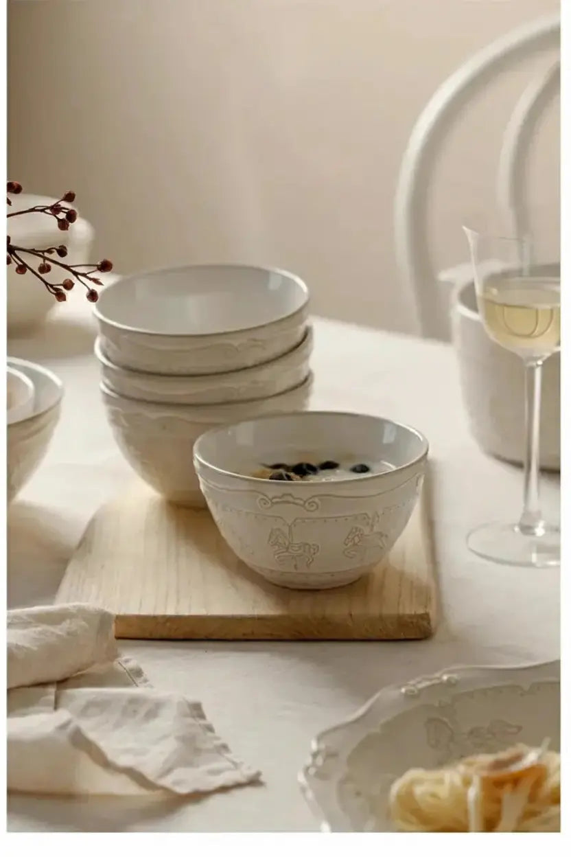 Keramik Geschirrset – Handgefertigt, Off White