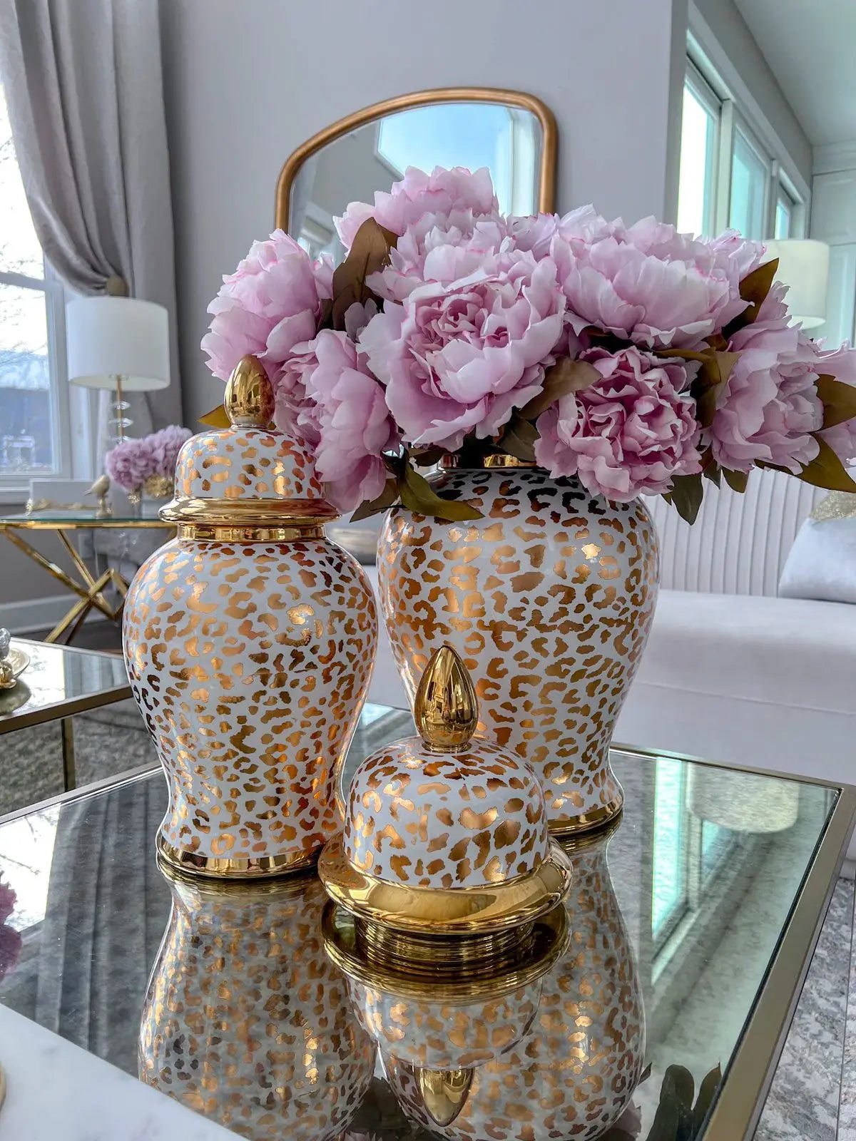 Keramik Ginger Jar – Goldstreifen Design 18x36cm