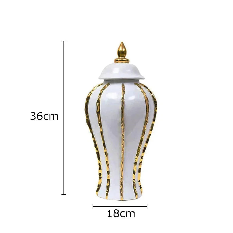 Keramik Ginger Jar – Goldstreifen Design 18x36cm