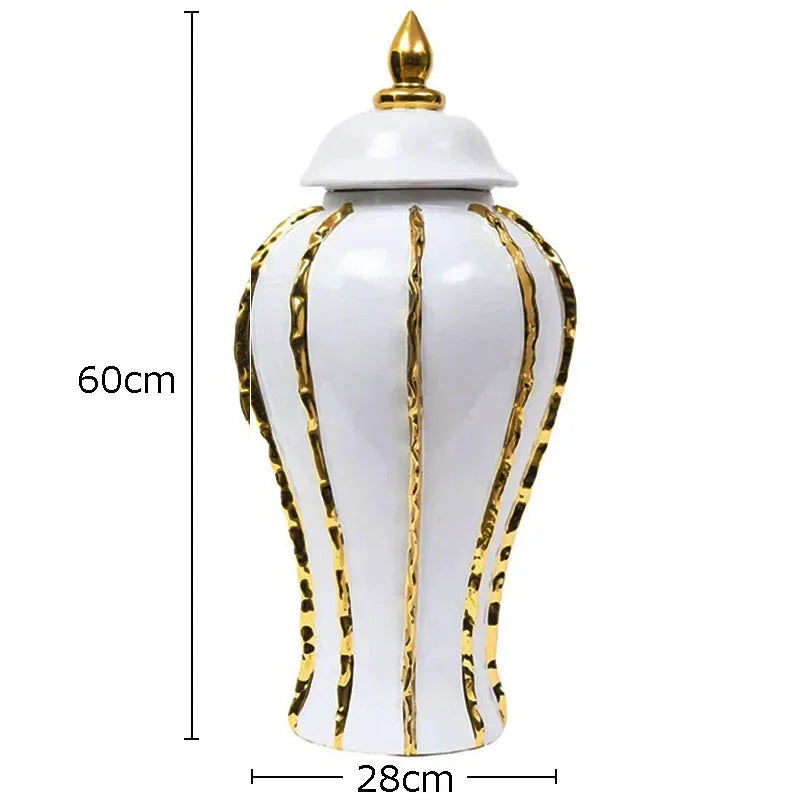 Keramik Ginger Jar – Goldstreifen Design 18x36cm