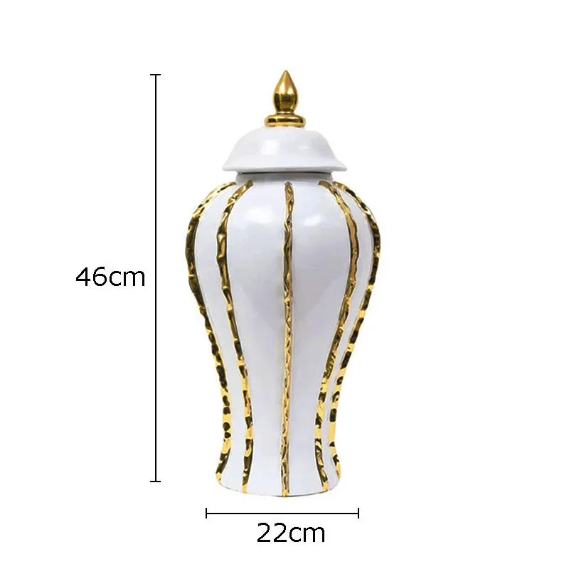 Keramik Ginger Jar – Goldstreifen Design 18x36cm