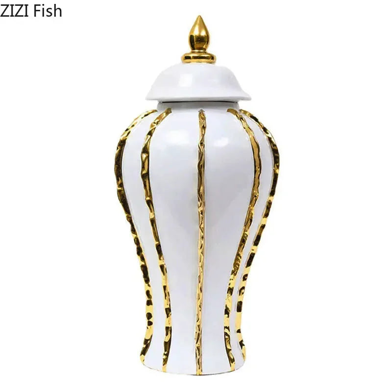 Keramik Ginger Jar – Goldstreifen Design 18x36cm