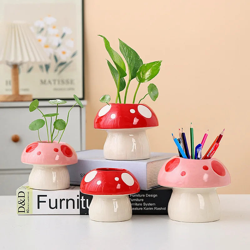 Keramik Hydrokulturvase – Ins Stil Rosa Pilz