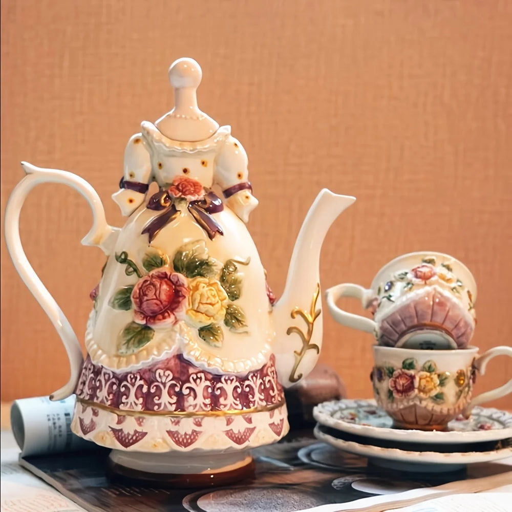 Keramik Kaffeehalter – Handbemalter 3D-Rosendeckel