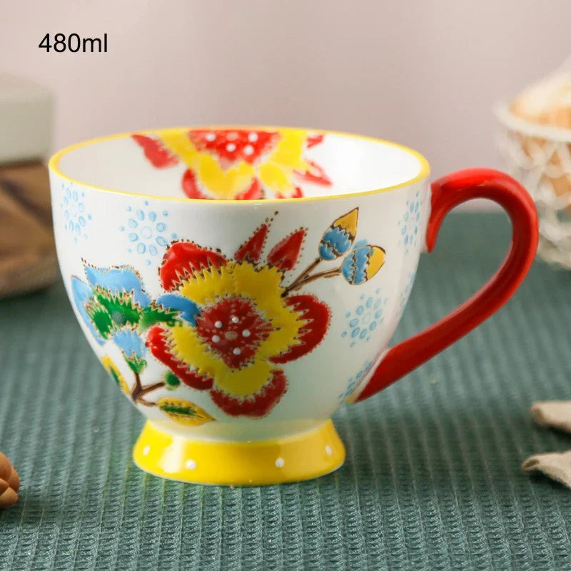 Keramik Kaffeetasse – Handbemalt, Chinesischer Stil