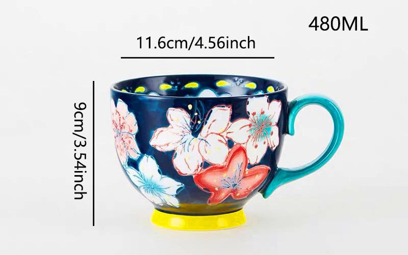 Keramik Kaffeetasse – Handbemalt, Chinesischer Stil