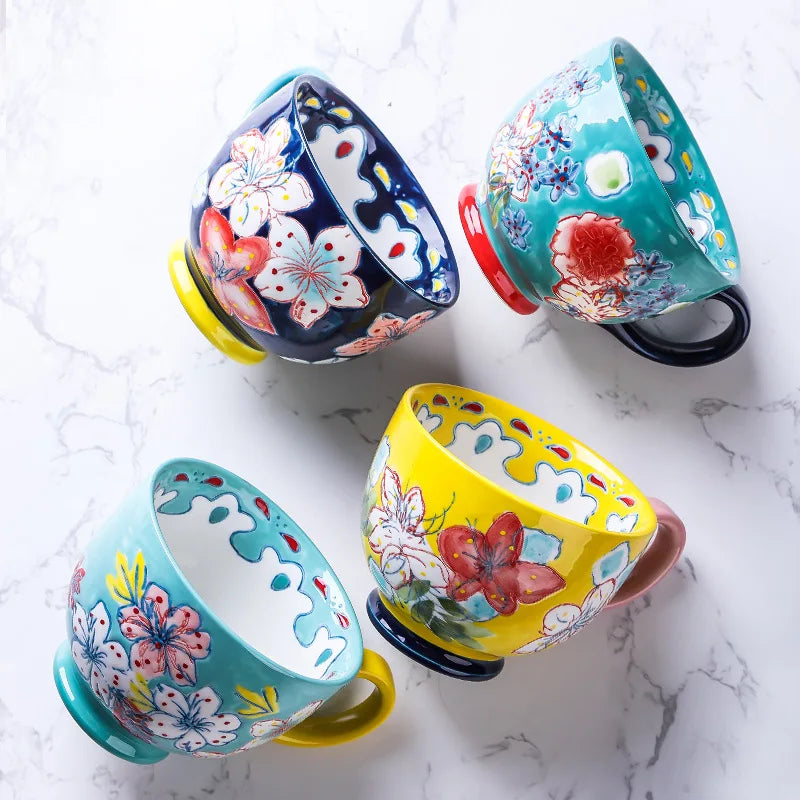 Keramik Kaffeetasse – Handbemalt, Chinesischer Stil