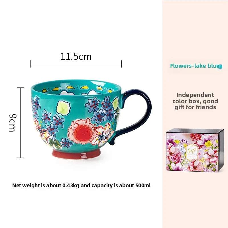 Keramik Kaffeetasse – Handbemaltes Design – 501-600 ml