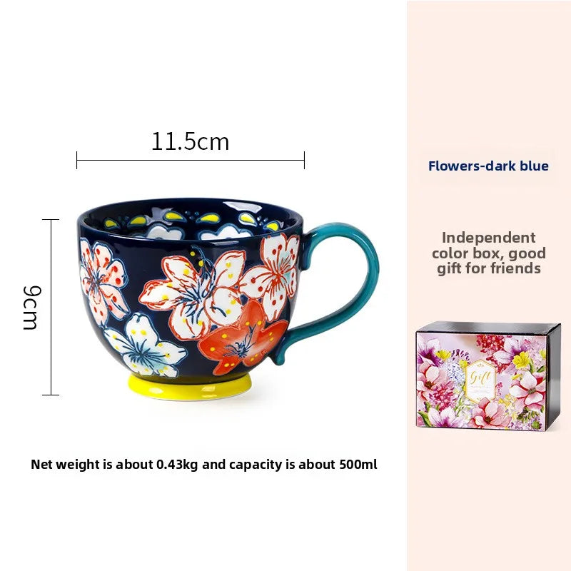 Keramik Kaffeetasse – Handbemaltes Design – 501-600 ml