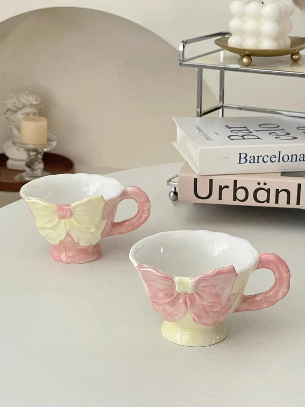 Keramik Kaffeetasse – Handbemaltes Schleifen-Design – 180ml