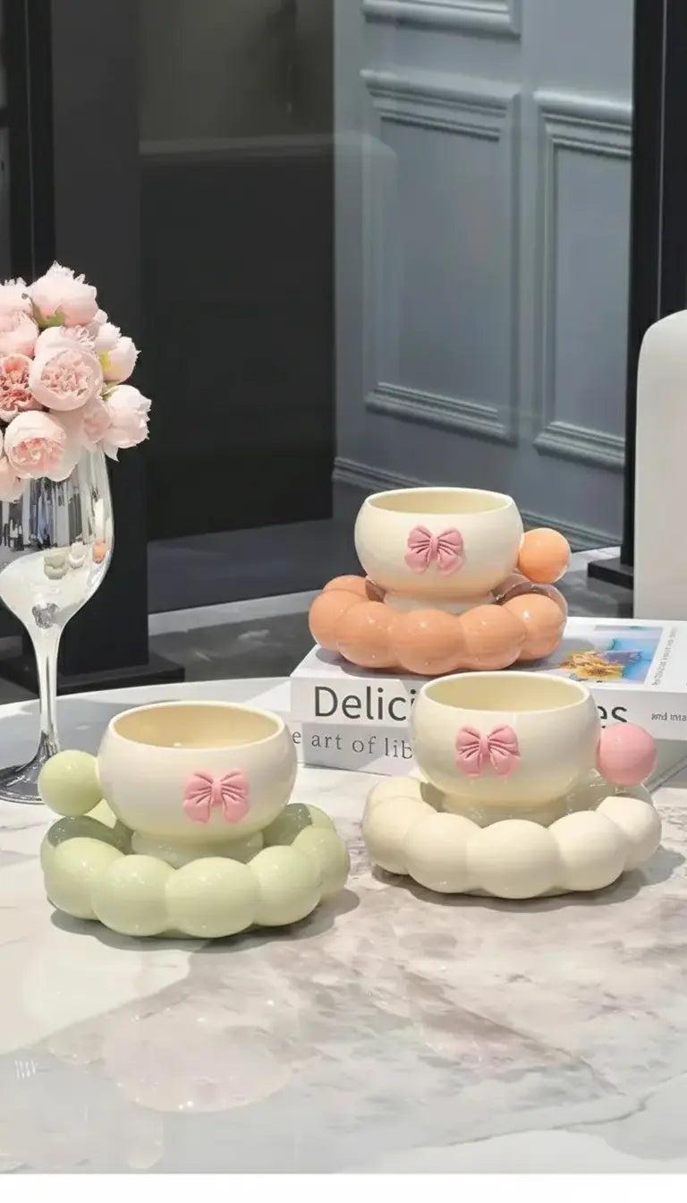 Keramik Kaffeetasse – Skandinavisches Design – Mit Löffel