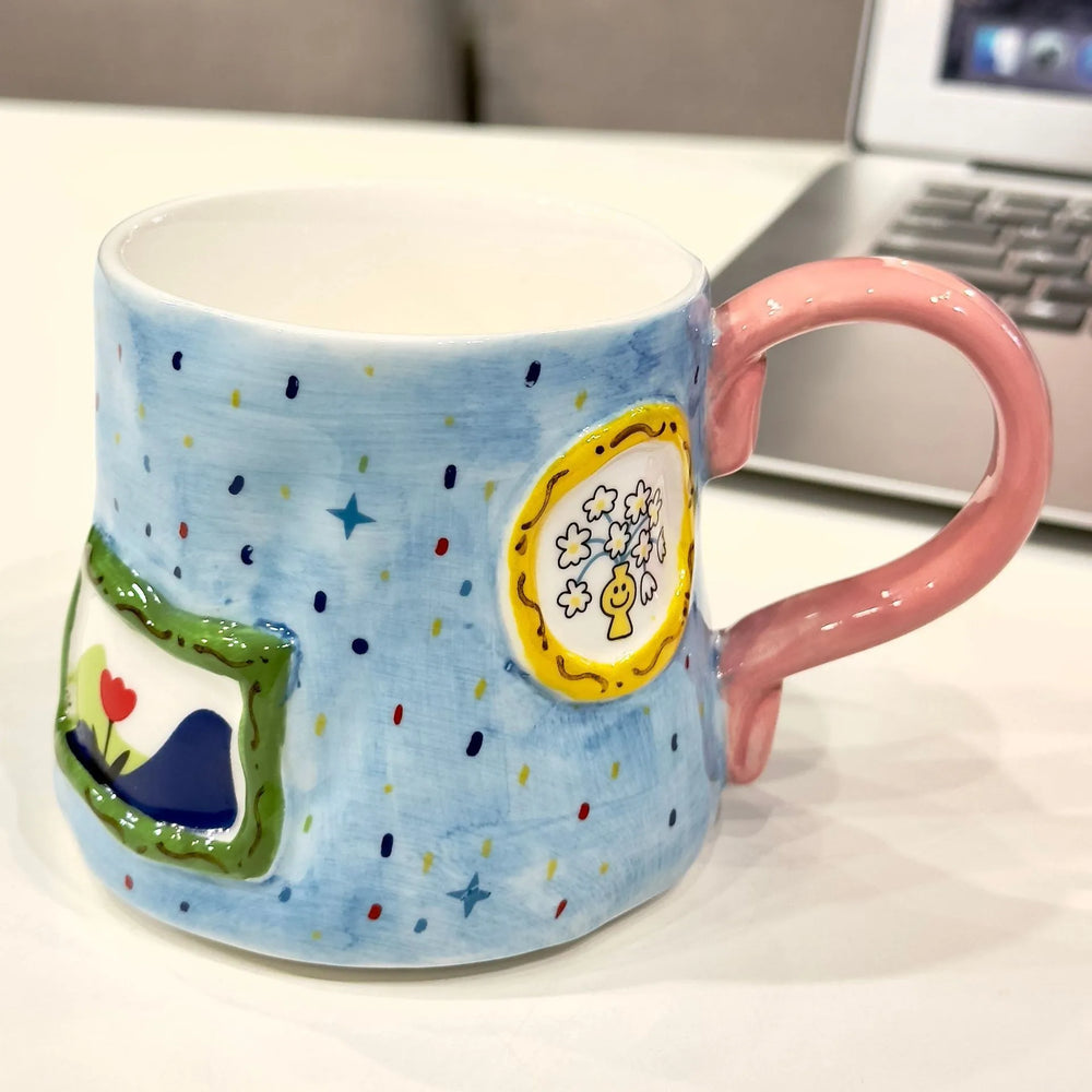 Keramik-Milchbecher – Handbemaltes Töpferei, Hitzebeständig