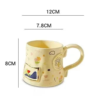 Keramik-Milchbecher – Handbemaltes Töpferei, Hitzebeständig