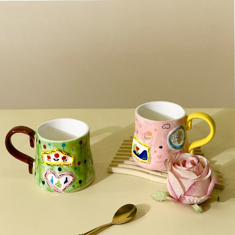 Keramik-Milchbecher – Handbemaltes Töpferei, Hitzebeständig