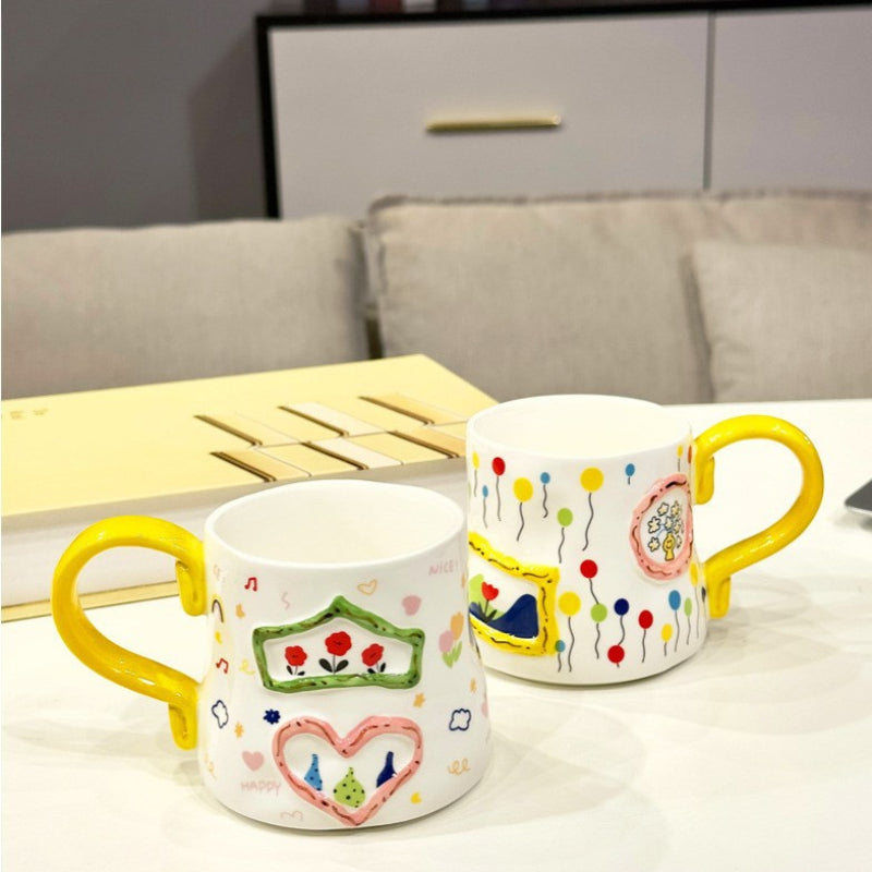 Keramik-Milchbecher – Handbemaltes Töpferei, Hitzebeständig