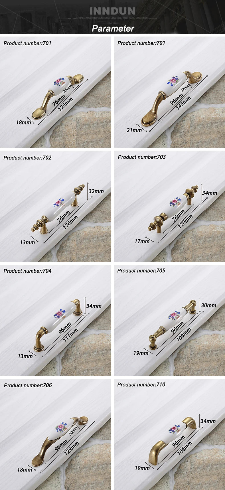 Keramik Möbelgriffe – Landhausstil – 96 mm