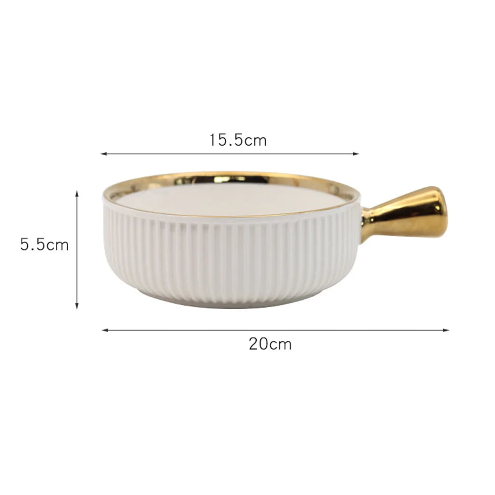 Keramik Obstschale - Goldene Einlage - Mit Griff