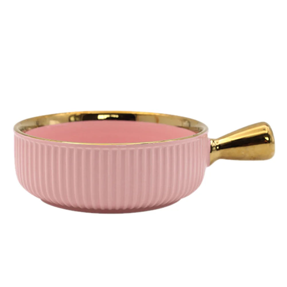 Keramik Obstschale - Goldene Einlage - Mit Griff