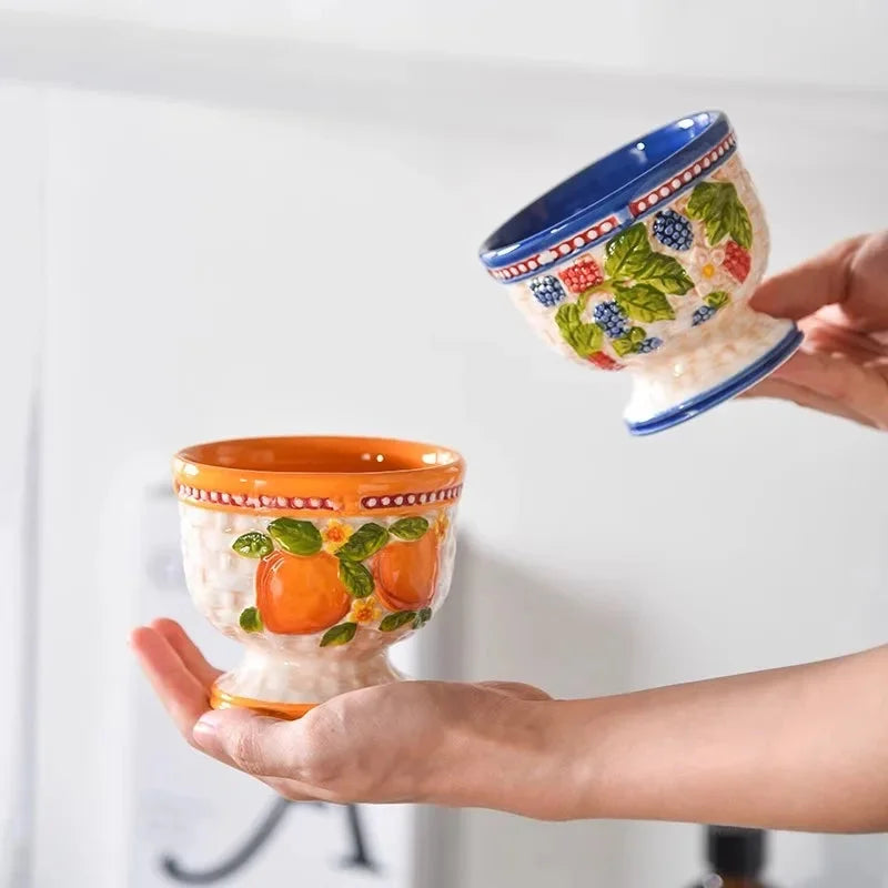 Keramik Obstschale – Hohes Fussdesign – Vielseitiges Geschirr
