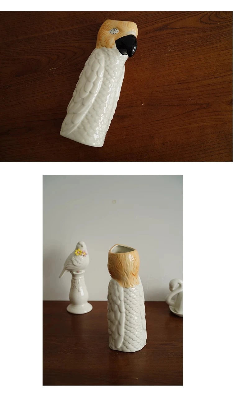 Keramik Papageienvase – Modern Stil – Tischdekoration