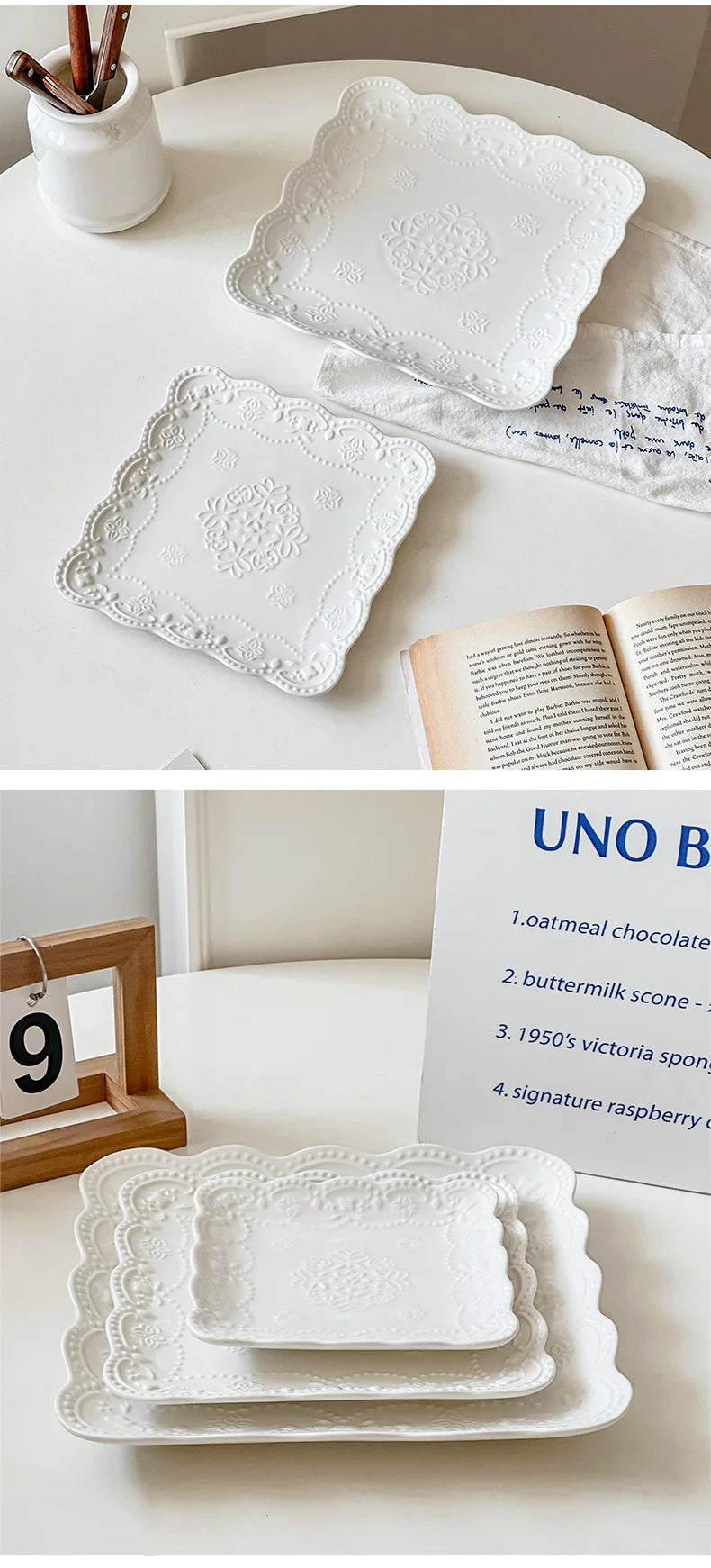 Keramik-Quadratplatte – Französischer Stil – 6-10 Zoll