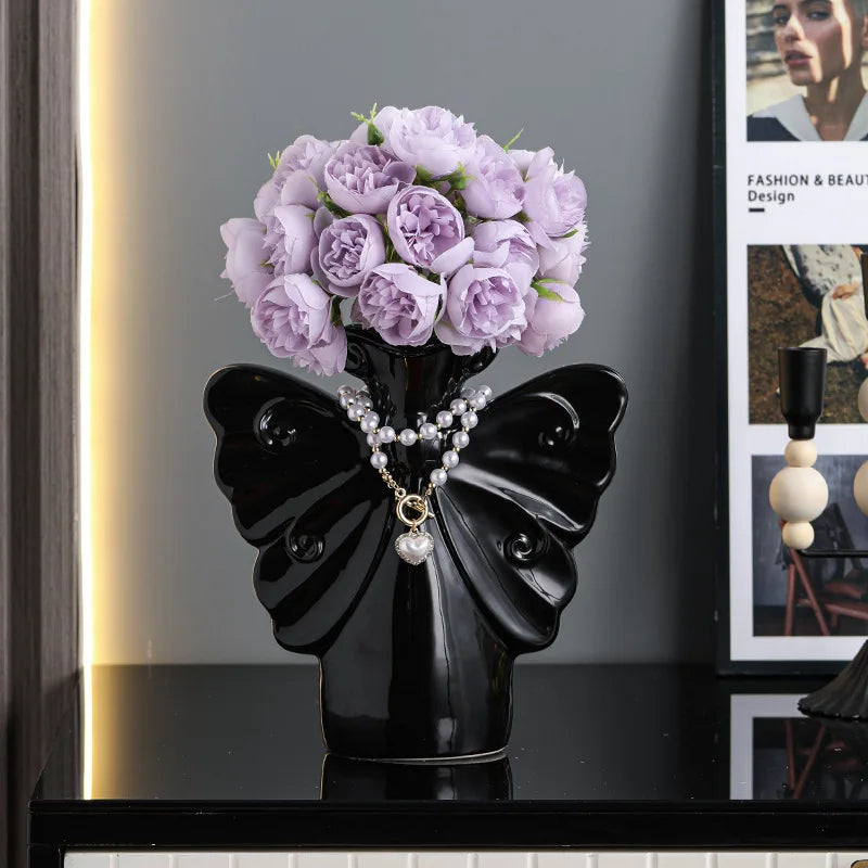 Keramik Schmetterlingsvase – Leichtes Luxusornament fürs Wohnzimmer