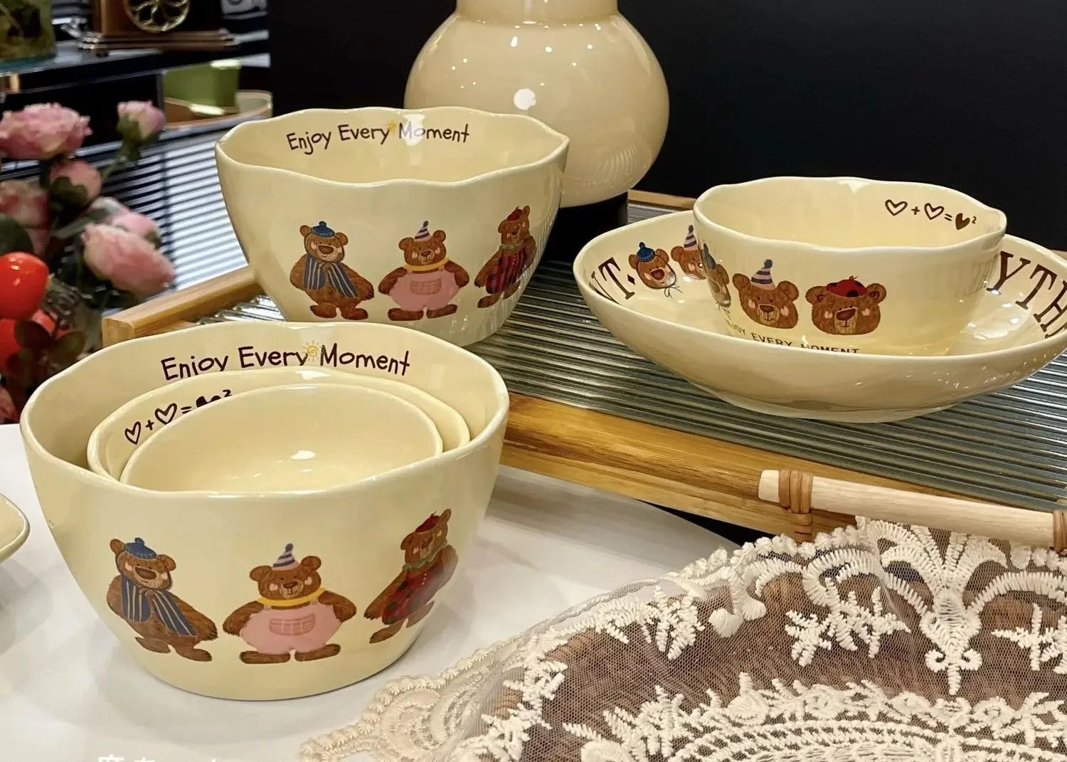 Keramik Schüsselset – Bone China Design – 20 cm Stilvolles Essgeschirr