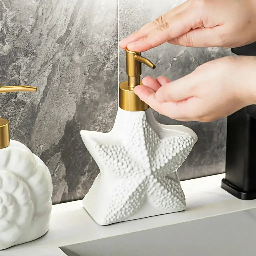 Keramik Seifenspender – Retro Ozean Stil, 18cm