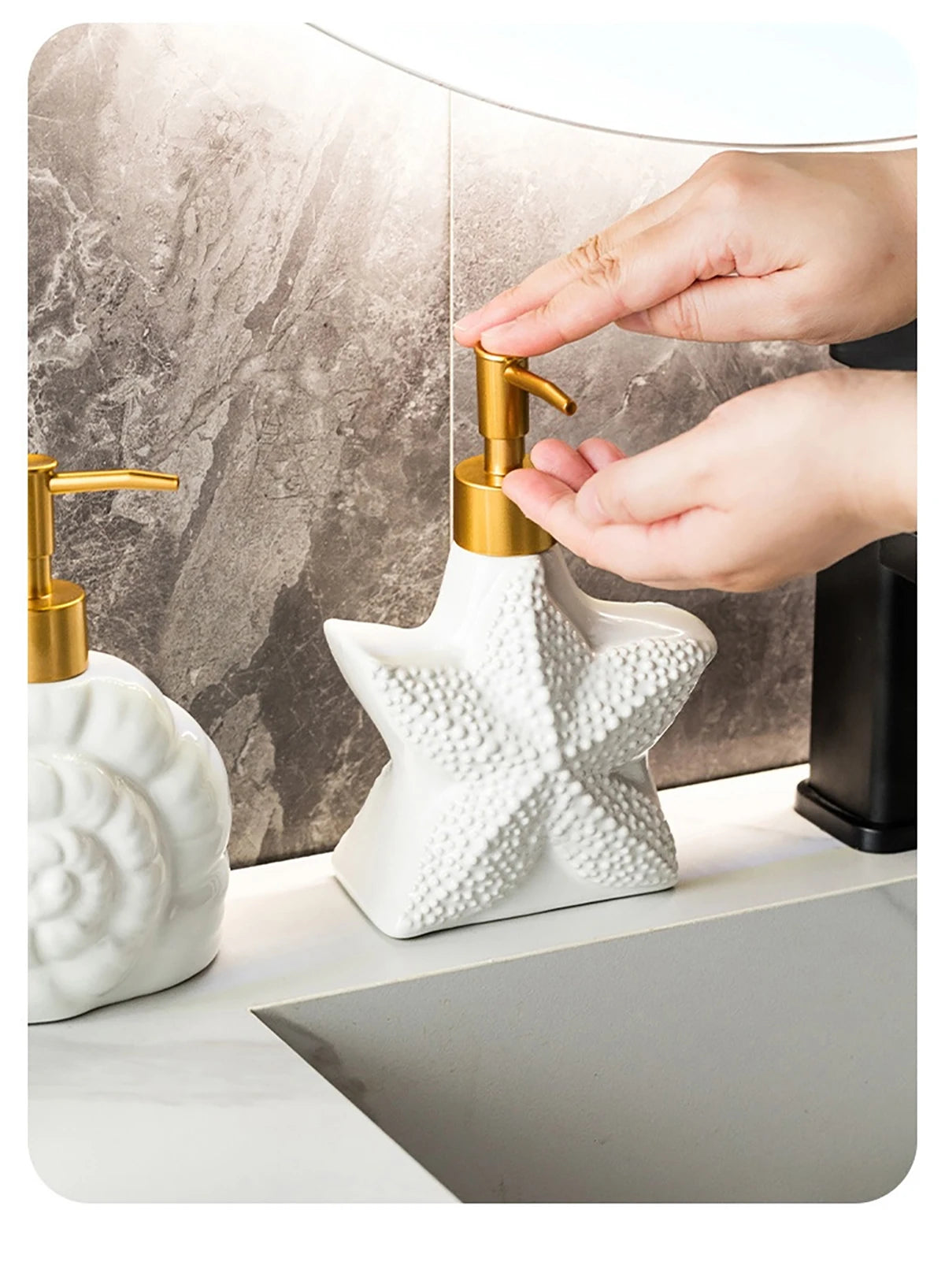 Keramik Seifenspender – Retro Ozean Stil, 18cm