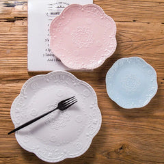 Keramikseitenplatte mit geprägtem Design, Farbe: Weiss, Teller Grösse: 15 cm