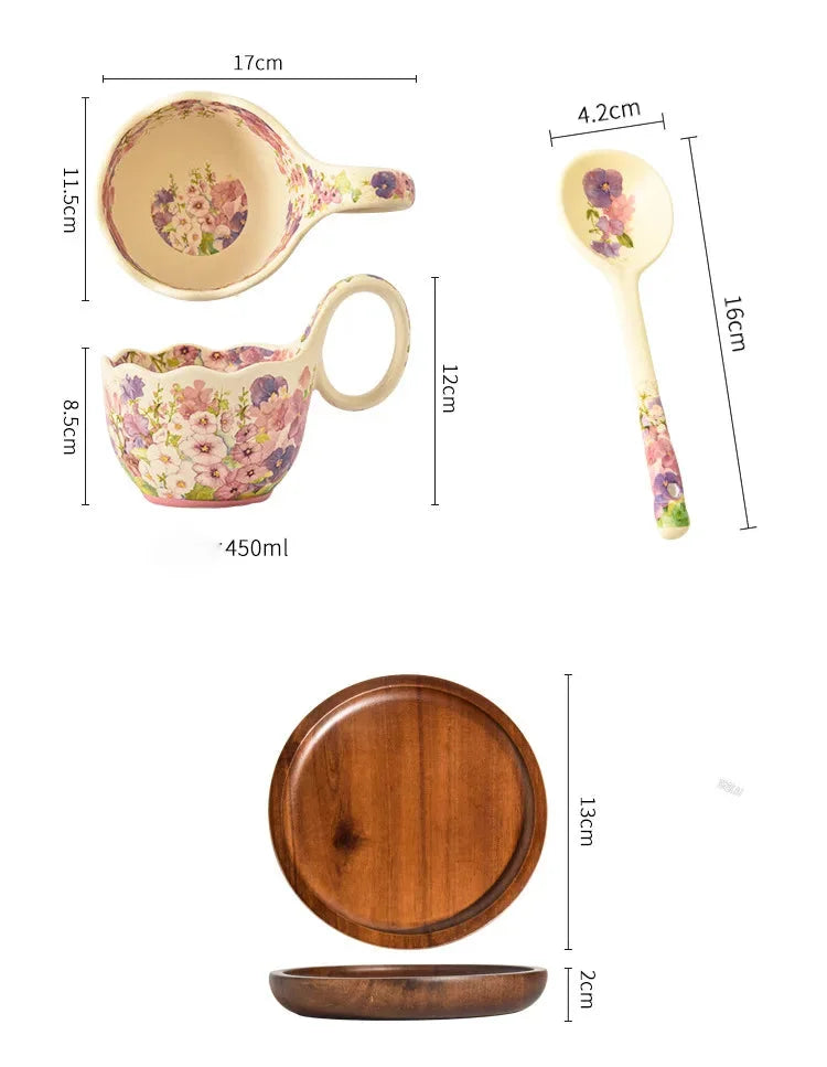 Keramik Tasse mit Löffel – Prairie Chic, 301-400ml