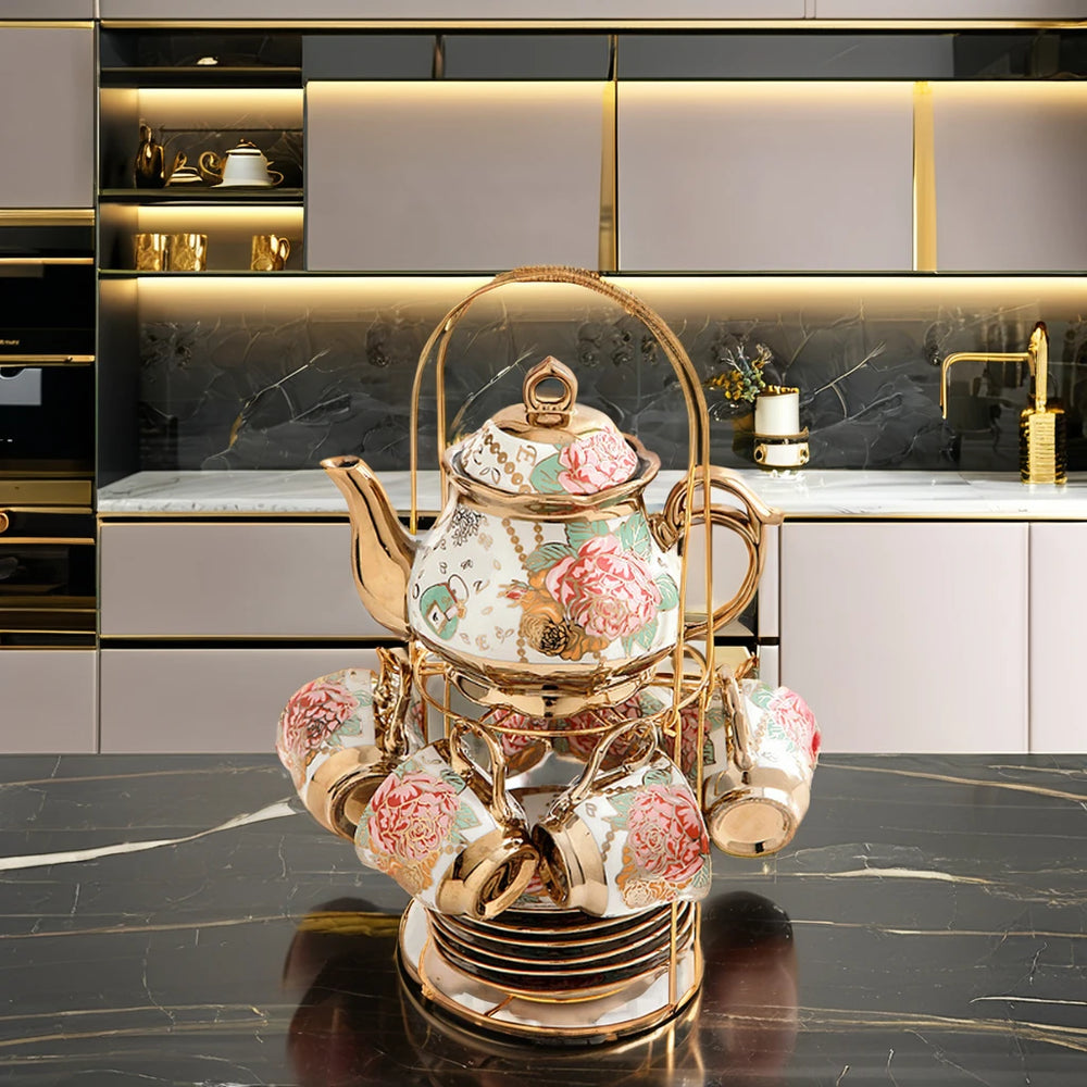 Keramik-Tee-Set – Bone China – 13-teiliges Set